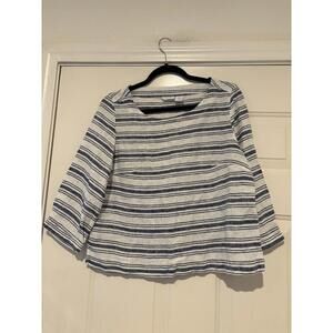 Women's sz S Sigrid‎ Olsen white753 and blue linen blend shirt #754